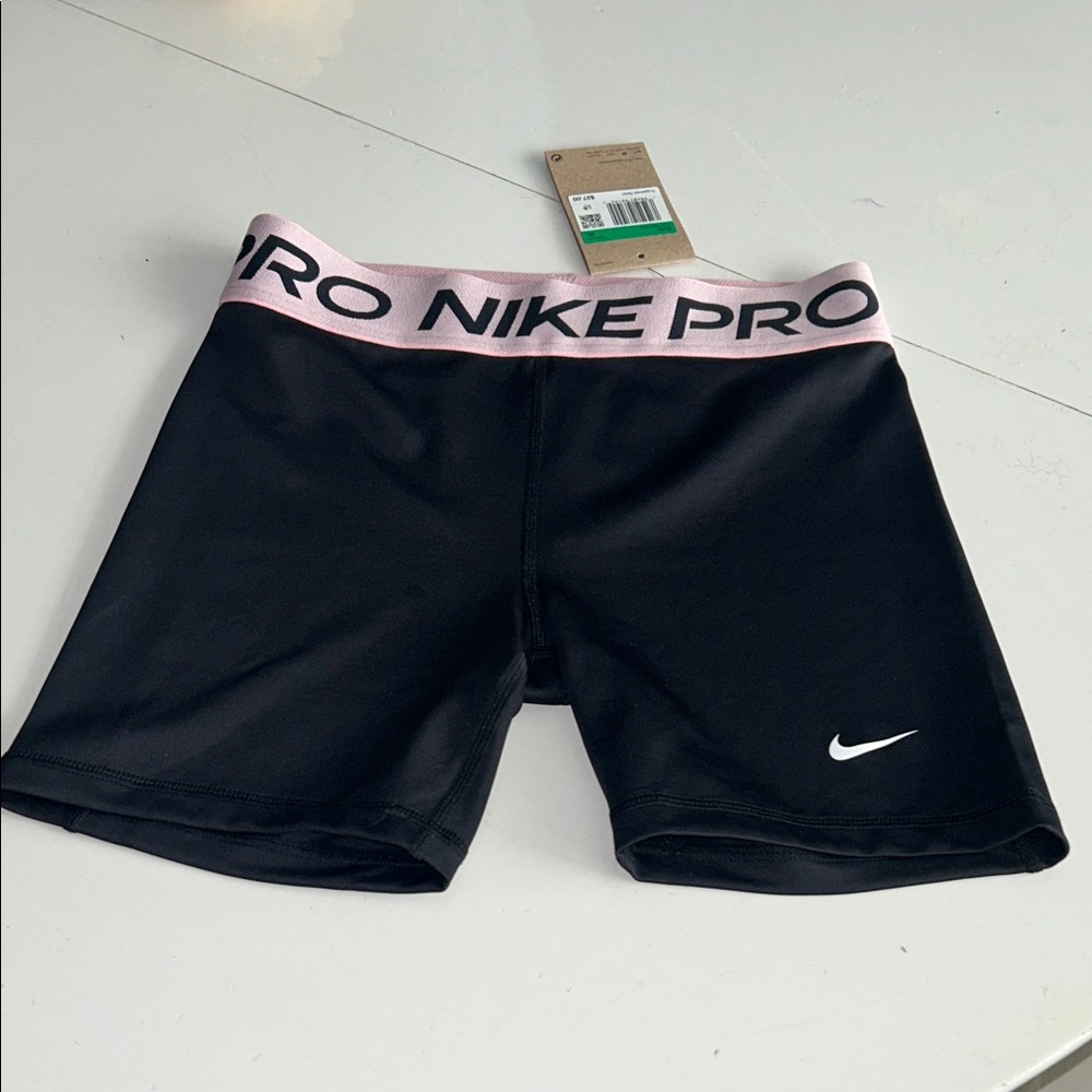 NIKE PRO Dri-Fit Shorts with Pink 'NIKE PRO' Waistband